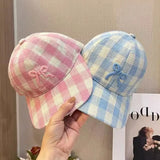 DAIIIBABYYY  -  New Sweet Bow Embroidery Baseball Hat Women Korean Girl Duckbill Cap Outdoor Sun Protection Visors Solid Color Duck Tongue Caps