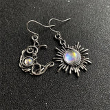 DAIIIBABYYY  - Fashion Bohemia Sun And Moon Earrings Silver Color Round Crystal Drop Earrings Women Female Boho Jewelry Gift For Her