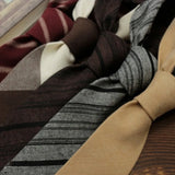 DAIIIBABYYYY  -  Cotton Linen Brown Ties For Men Formal Dress 7cm British Casual Necktie Striped Plaid Cravat Women College Style Shirt Neckwear