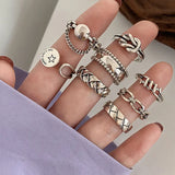 DAIIIBABYYY  -  Retro Chain Wrapped Adjustable Ring for Women Men Minimalism Geometric Hollow Personality Finger Y2K Accessories Fashion Jewelry