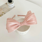 DAIIIBABYYYY  -  1PC Satin Mesh Bow Headband For Woman Girls Bright Silk Hairband Hair Hoop Fashion Hair Accessories Girl