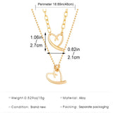 Daiiibabyyy Trendy Bilayer Irregular Heart Pendant Necklace for Women Metal Style Love Beads Chain Chokers Y2K Accessories Fashion Jewelry