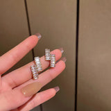 DAIIIBABYYY  -  Korean Fashion Micro Inlaid Zircon Stud Earrings for Women Exquisite Luxury Golden Geometric Earrings 2022 Trend Wedding Jewelry