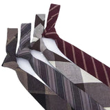 DAIIIBABYYYY  -  Cotton Linen Brown Ties For Men Formal Dress 7cm British Casual Necktie Striped Plaid Cravat Women College Style Shirt Neckwear