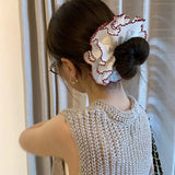 DAIIIBABYYY  -  White red edge double layer large hair band lace headdress high elastic ball head hair accessories back head disc hair headband