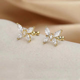 DAIIIBABYYY  -  1Pcs Gold Color Zircon Butterfly Ear Clip Female Luxury Shiny Crystal Non-Piercing Fake Cartilage Ear Cuff Jewelry Gifts