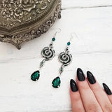 DAIIIBABYYY  -  New Goth Silver Tone Snake Emerald Drop Earrings Serpent Witch Pagan Alternative Statement Punk Jewelry Women Fashion Gift