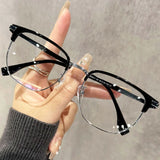 DAIIIBABYYY  -  Metal Square Half Frame Glasses Women Men Semi Rimless Computer Reading Eyeglass Anti Blue Light Goggle Spectacle Eyewears