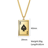 DAIIIBABYYY  -  New Stainless Steel Poker Card Ace of Spades Pendant Chain Necklace For Men Women Jewelry Hip Hop Jewelry Gifts Wholesale