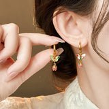 DAIIIBABYYY  -  Steel Fun Jewelry Retro Colorful Enamel Butterfly Earrings for Women Girl 2024 New Chinese Style Flower Tassel Drop Earring Gift