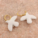 DAIIIBABYYY  -  New Metal Geometric Round Ear Hoop White Peace Dove Earrings For Women European American Style Personality Jewelry Gift