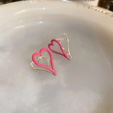 DAIIIBABYYY  -  Fashion Double Heart Stud Earrings For Women Lovely Personality Pink Clip-on Earrings Party Jewelry