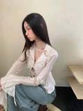 DAIIIBABYYY  -  Bandage Chiffon Long Sleeve Shirts & Blouses Designer Top For Women  Collar Shirt Fashion Trendingclothes