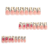 DAIIIBABYYY  -  24pcs Autumn Leopard print False Nails French Ballet Fake Nail Tips Wearable Full Cover Red Flower Spice Girls Press on Nails