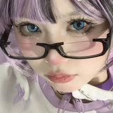 DAIIIBABYYY  -  Y2K Black Half Frame Glasses Women Trendy Spectacle Japanese Anime Oval No Lens Eyewears Cosplay Photography Eyeglasses