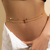 DAIIIBABYYY  -  Sexy Vintage Aesthetic Belly Chain Thin Beads Link Body Chain Waist Chain Belt Y2K Streetwear Summer Women Fashion Body Jewelry