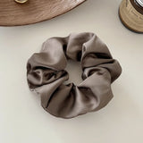 DAIIIBABYYY  -  Summer Satin Fabric Large Scrunchies Solid Color White Brown Hair Rope Ties Women High-end Temperament Headband Ponytail Holder