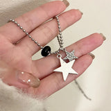 DAIIIBABYYY  -  Fashion Crystal Star Necklace for Women Girls Vintage Beaded Chains Stainless Steel Choker Pendants Aesthetic Y2k Jewelry