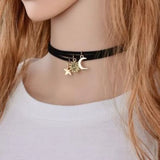 Daiiibabyyy Multi-layer Suede Necklace Fashion Simple Star Moon Shape Choker Necklace Women Exaggerated Collar  Necklaces