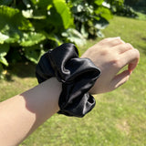 Daiiibabyyy Black Real Silk Hair Ties 30 Momme Thick Mulberry Silk Scrunchies100% Silk Scrunchies