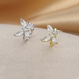 DAIIIBABYYY  -  1Pcs Gold Color Zircon Butterfly Ear Clip Female Luxury Shiny Crystal Non-Piercing Fake Cartilage Ear Cuff Jewelry Gifts