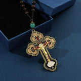 DAIIIBABYYY  -  Catholic Orthodox Pectoral Cross Necklace Crucifix Pectoral Gold Plated Pendants Cross Chain Religious Jewelry Крест Кулон