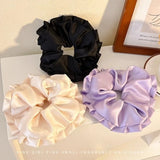 DAIIIBABYYYY  -  Ballet Style Pleated Scrunchies College Student Oversized Hair Tie Ropes Sweet White Black Hairband Purple Rubber Band Headwear