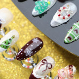 DAIIIBABYYY  -  10pcs Handmade Christmas Press on Nails New Year Ins Hand-paint Xmas Tree False Nails Sweet 3D Bow Deer Almond Fake Nail Tips