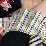 DAIIIBABYYY  -  Japan Classic Plaid Chicly Pleated Skirt Female Mini Skirts New Basic Simple High Waist Slim Casual Fashion Women Skirts 2024