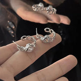 DAIIIBABYYY  -  New Light Luxury Earrings Female Heart Chain Design Unique Temperament Earrings Niche High-End Feeling Sweet Romantic Banquet