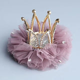 DAIIIBABYYY  - Children's Princess Mesh Hairpin Girls Rhinestone Crown Hair Clip Hair Accessories Sweet Lovely Tiara Headwear