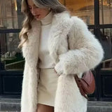 DAIIIBABYYY  -  Women Fashion Solid Faux Fur Effect Long Sleeve Cardigan Coat Winter Female Loose High Street Pockets Overcoat Mujer