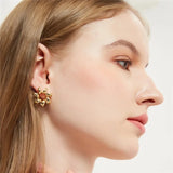 DAIIIBABYYY  -  Fashion Metal Irregular Twist Stud Earrings for Women Simple Round Hollow Personality Piercing Earrings Party Jewelry Gifts