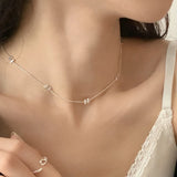 Daiiibabyyy New 925 Sterling Silver Choker Alphabet Necklace For Women O-Chain Initial Letter H Pendant Clavicle Necklaces Girl Fine Jewelry