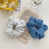 DAIIIBABYYY  -  Sunny Fresh Mojito Blue Scrunchies Floral Plaid Polka Dots White Hair Ropes Ties College Young Girls Hair Accessories Headband