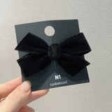 DAIIIBABYYY  -  Vintage Autumn Winter New Suede Temperament Velvet Fabric Bow Hair Clip Duck Beak Clip Hair Accessories