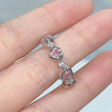 DAIIIBABYYY  -  Fashion Sparkling Pink Heart Rhinestone Rings Y2K Sweet Girls Zircon Exquisite Opening Finger Ring Women Party Jewelry Gifts