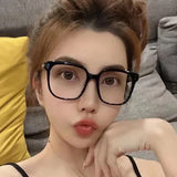 DAIIIBABYYY  -  Anti-blue Big Eyeglasses Frame Women Men Clear Lens Glasses Fake Glasses Irregular Optical Glasses Frame