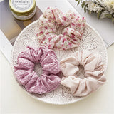 DAIIIBABYYY  -  Wholesale Korean New FLoral Pure Colorful Elastic Scrunchie Fashion 3PC/Set Women's Chiffon Hair Band Hair Accessories