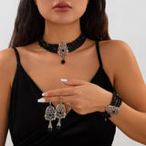 DAIIIBABYYY  -  3Pcs/Set Multilayer Crystal Beads Chain Choker Necklace Bracelet Earrings Set for Women Elegant Party Wedding Jewelry