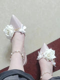 DAIIIBABYYY  -  Sweet Elegant Fariy High Heels Single Shoes Women Buckle Lolita Kawaii Pearl Stiletto Shoes Female Flower Cute Design Shoes 2024