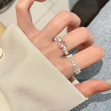 DAIIIBABYYY  -  Light Luxury Zircon Ring Ladies Sweet Flower Temperament Cold Niche Design High-End Exquisite Banquet Jewelry Gift