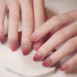 DAIIIBABYYY  -  Sweet Gradient Pink Fake Nail Tips Ins Simple Nude Color False Nails Round Head Korean Girl Lady Press on nail Wearable 24pcs