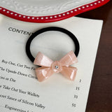 DAIIIBABYY  -  Korean New Cute 4.5cm Stereoscopic Bow Hair Tie Hair Clip For Sweet Girls Rhinestones Acetate Hair Rope Duckbill Clip