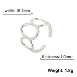 DAIIIBABYYY  -  Hollow Oval Stainless Steel Adjustable Open Ring Women's Fashion Minimalist Valentine's Day Gift Jewelry New 2024