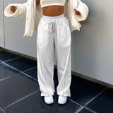 Daiiibabyyy White Pants Women Jogging Y2k Streetwear High Waist Sweatpants Harajuku Fashion Punk Oversize Grunge Casual Wide Leg Trousers