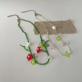 Daiiibabyyy Korean Summer Flower Acrylic Beaded Necklace for Our Party Fashion Jewelry