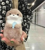 Daiiibabyyy Cute Otters Holding Fish Plush Doll Keyrings Lightweight Hanging Pendant Props For School Bag Key Wallet Doll Toy Gifts 12cm