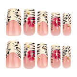 DAIIIBABYYY  -  24pcs Autumn Leopard print False Nails French Ballet Fake Nail Tips Wearable Full Cover Red Flower Spice Girls Press on Nails