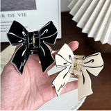 DAIIIBABYYY  -  Korean New Design 7.3cm Btereoscopic Black White Butterfly Hair Clip Retro Imitation Acetic Acid Shark Clip Hair Accessories